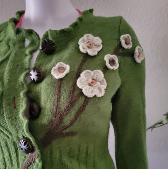 Vintage Anthropologie Cardigan with Flowers - Picture 2 of 9